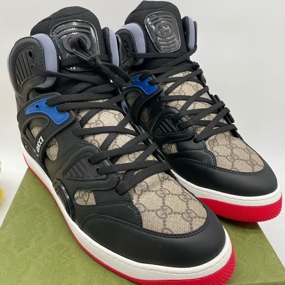 Men’s Gucci basket GG Supreme high top sneakers size 15 made in Italy - Picture 1 of 5